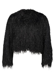Bomberjacke mit Fransen - 9045-Black - Schwarz