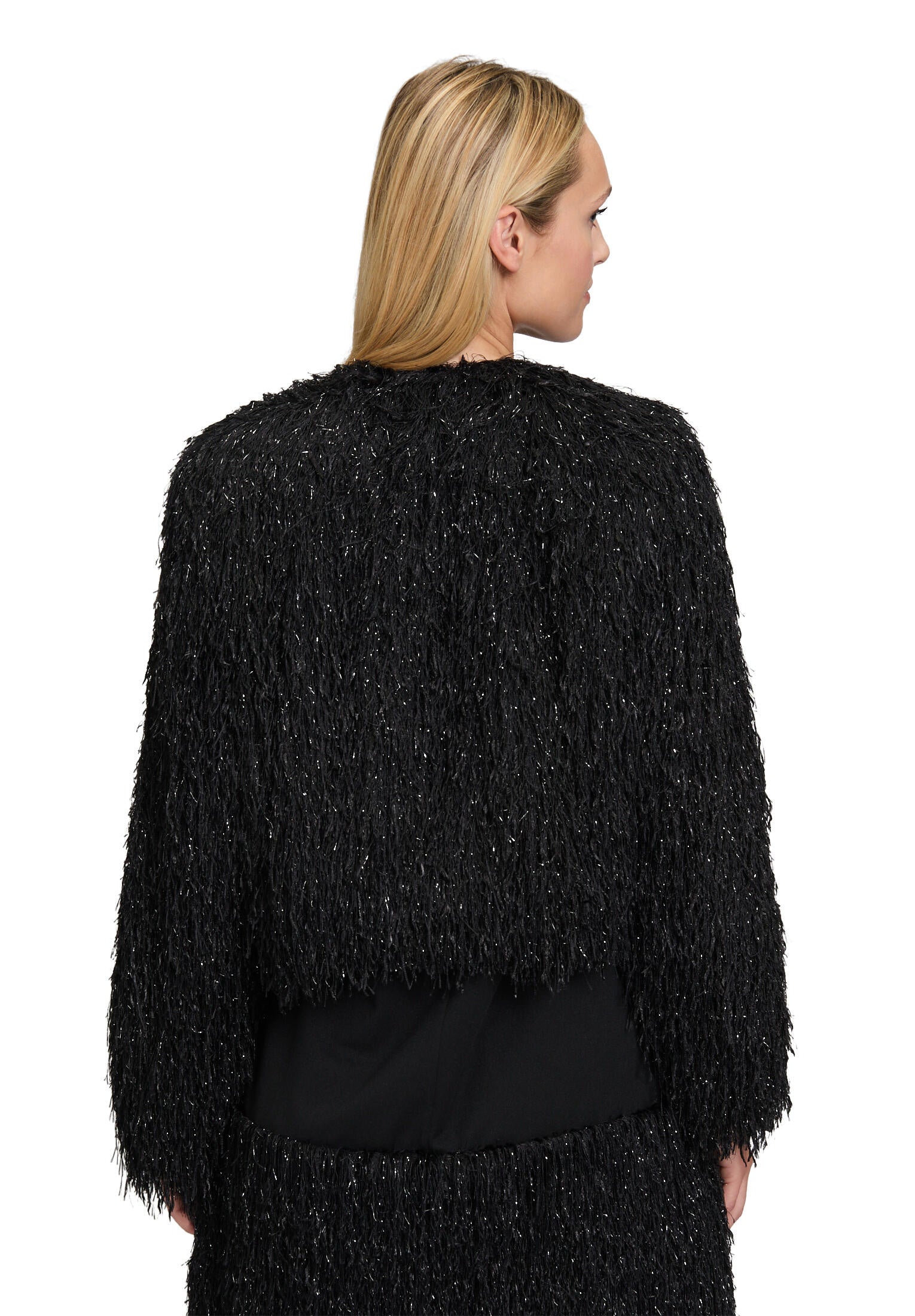 Bomberjacke mit Fransen - 9045-Black - Schwarz