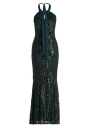 Abendkleid Maxi mit Pailletten - 9237-Dusty Slate - Grün