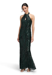 Abendkleid Maxi mit Pailletten - 9237-Dusty Slate - Grün