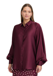 Satinbluse mit Hemdkragen - 4715-Deep Dahlia - Rot