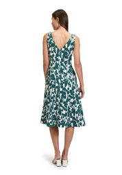 Cocktailkleid Midi gemustert - 1869-Cream/Dark Green - Grün