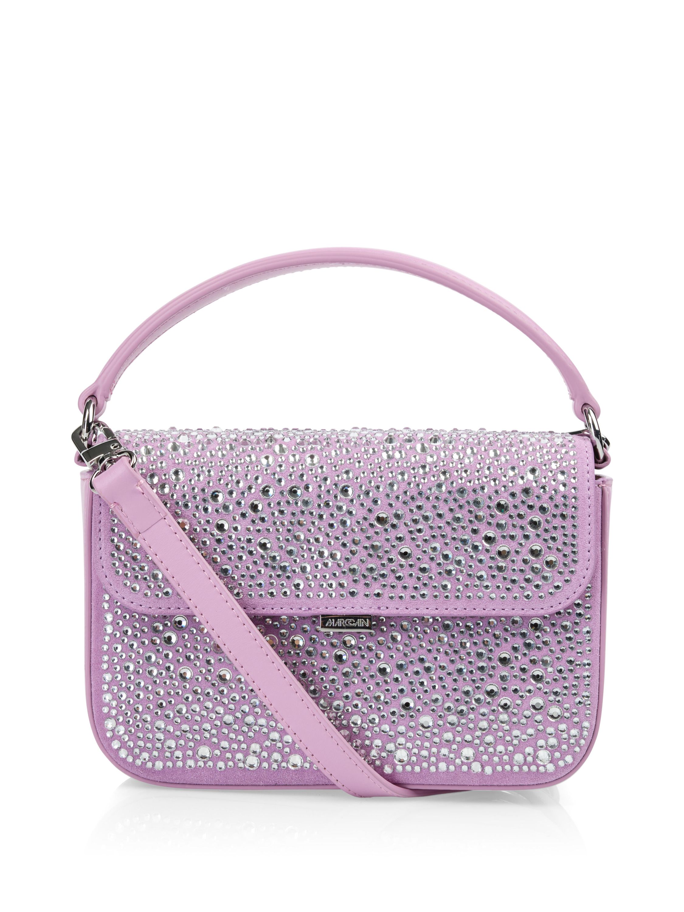 Schultertasche mit Glitzersteinen - 764 - Violett