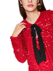 Bolero-Jacke mit Pailletten - 282 - Rot