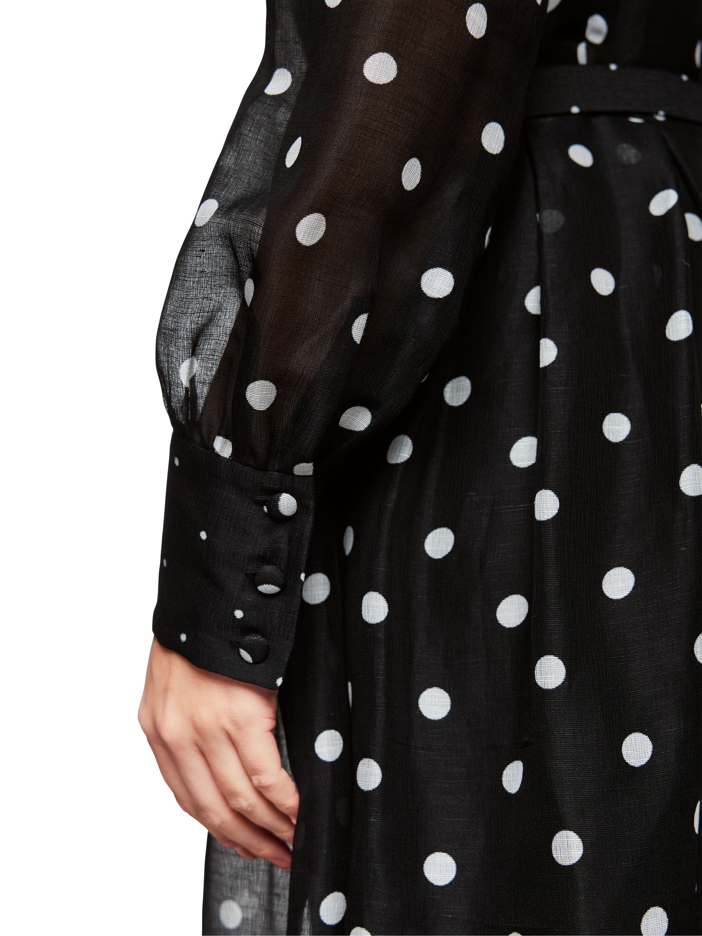 Tupfenkleid Midi aus Seidenmix - 910 - Schwarz