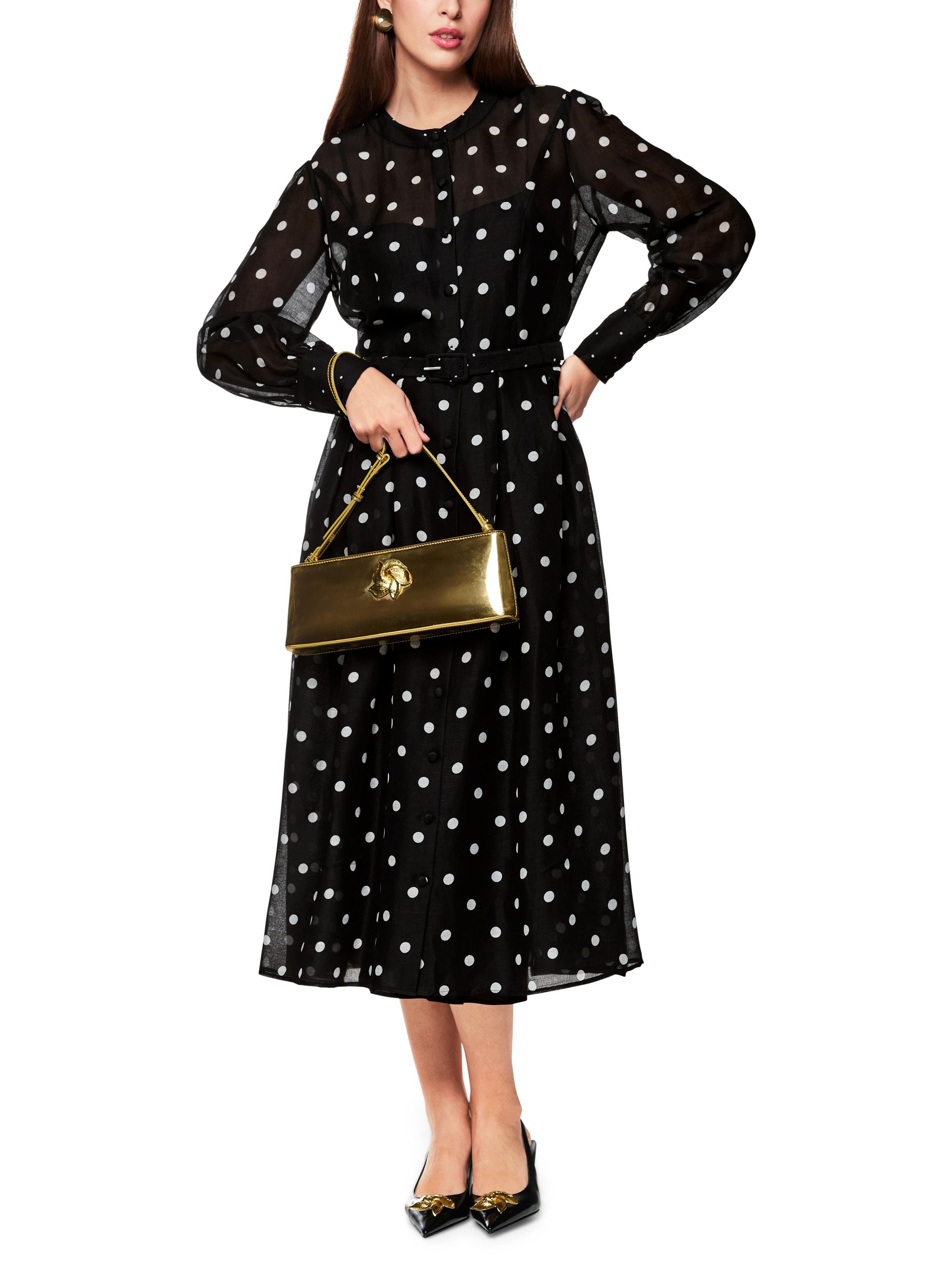 Tupfenkleid Midi aus Seidenmix - 910 - Schwarz