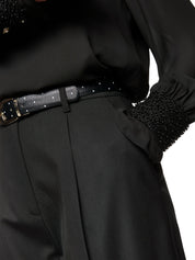 Bundfalten-Hose FAQUS Feminine Fit - 900 - Schwarz