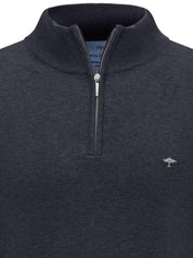 Pullover mit Zip Kragen - 690-navy - Blau