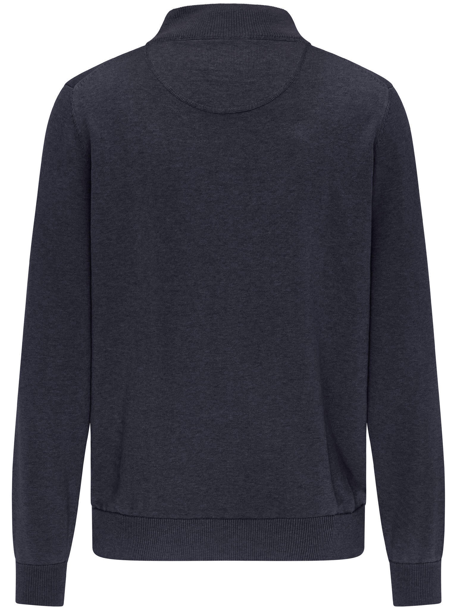 Pullover mit Zip Kragen - 690-navy - Blau