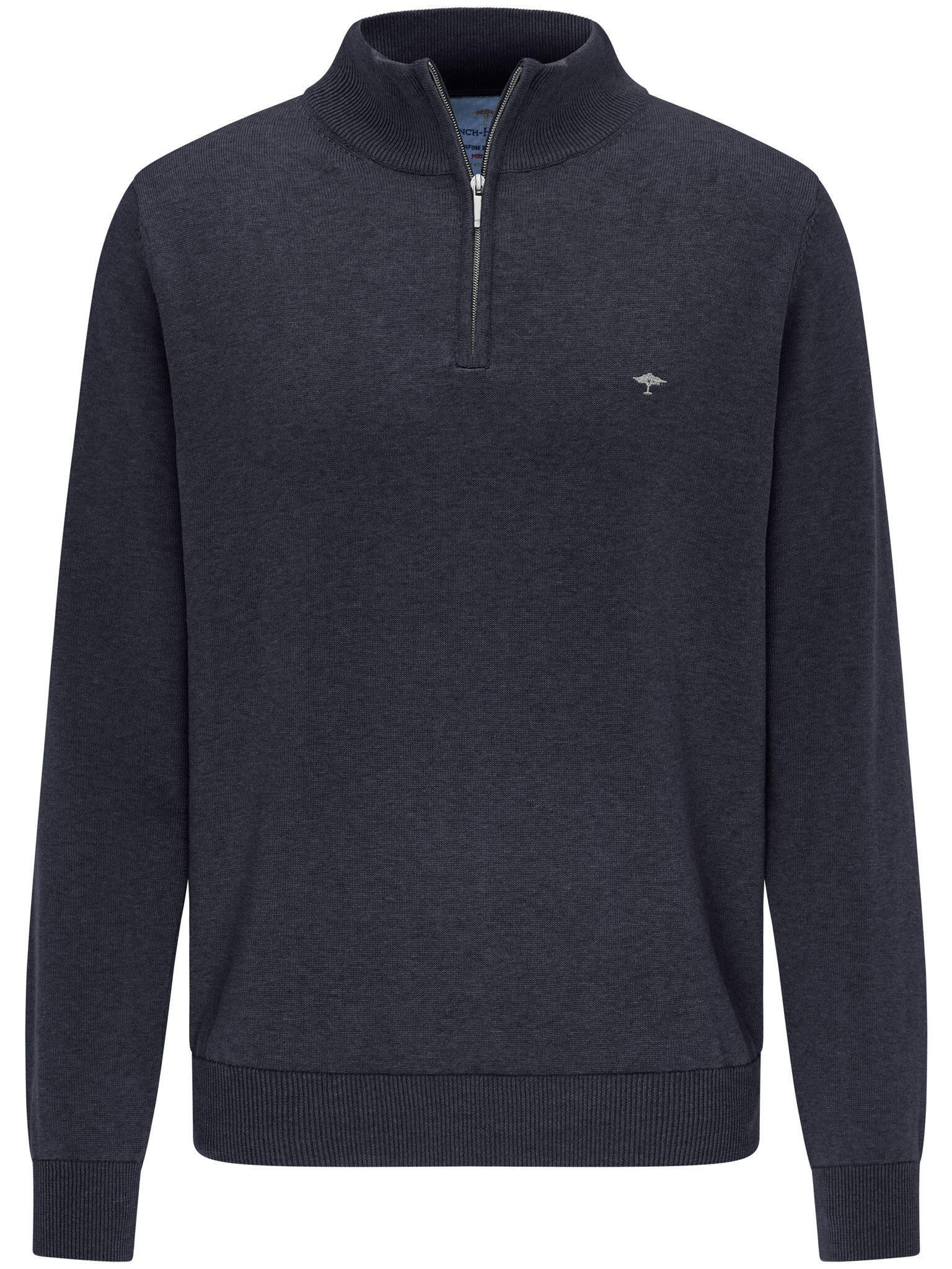 Pullover mit Zip Kragen - 690-navy - Blau