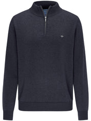 Pullover mit Zip Kragen - 690-navy - Blau