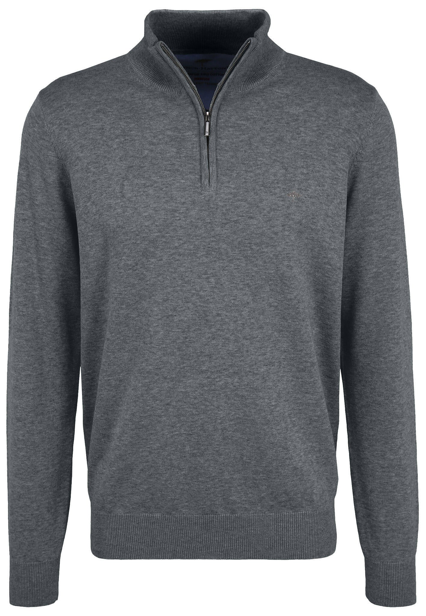 Pullover mit Zip Kragen - 936-steel - Grau