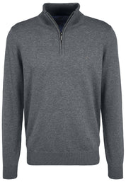 Pullover mit Zip Kragen - 936-steel - Grau