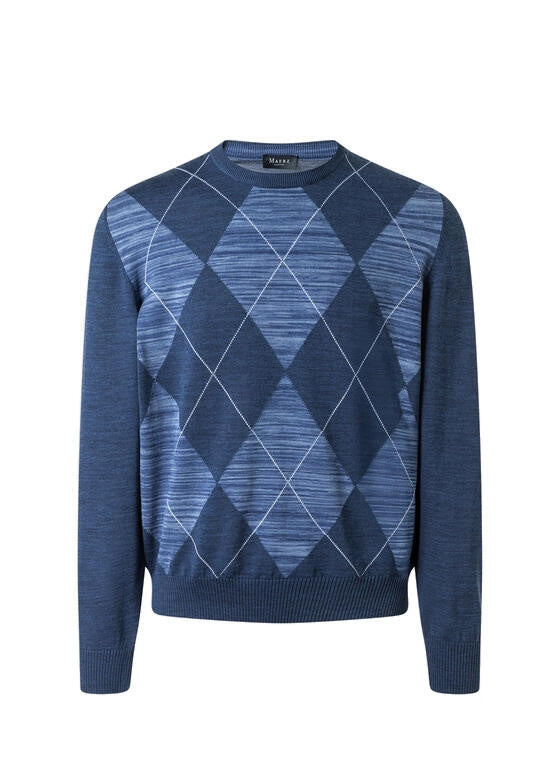 Strickpullover aus Merinowolle - 380 - Blau