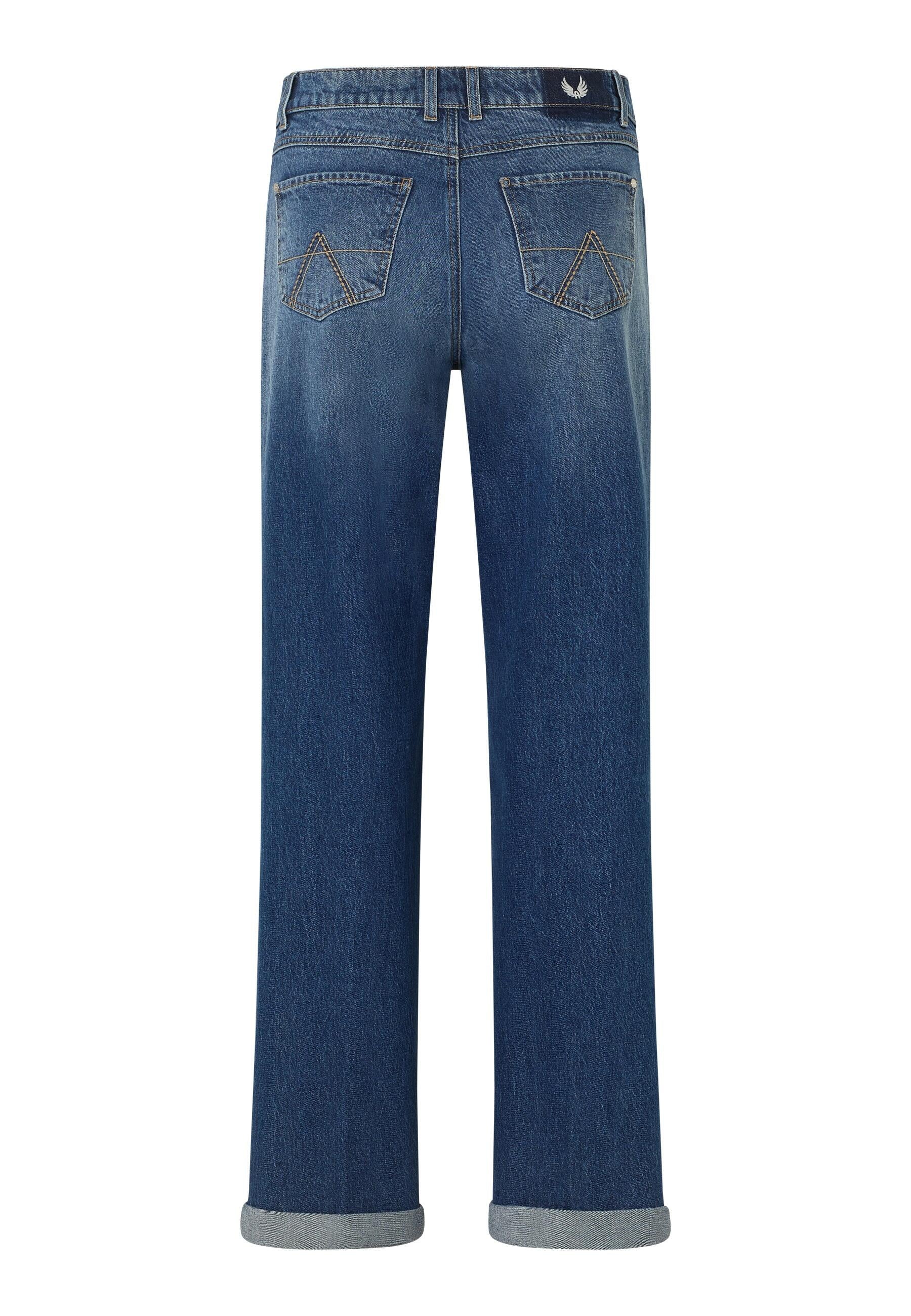 Jeans SELVEDGE Wide Leg - 33758-mid blue random used - Blau