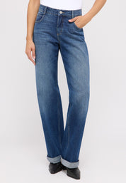 Jeans SELVEDGE Wide Leg - 33758-mid blue random used - Blau