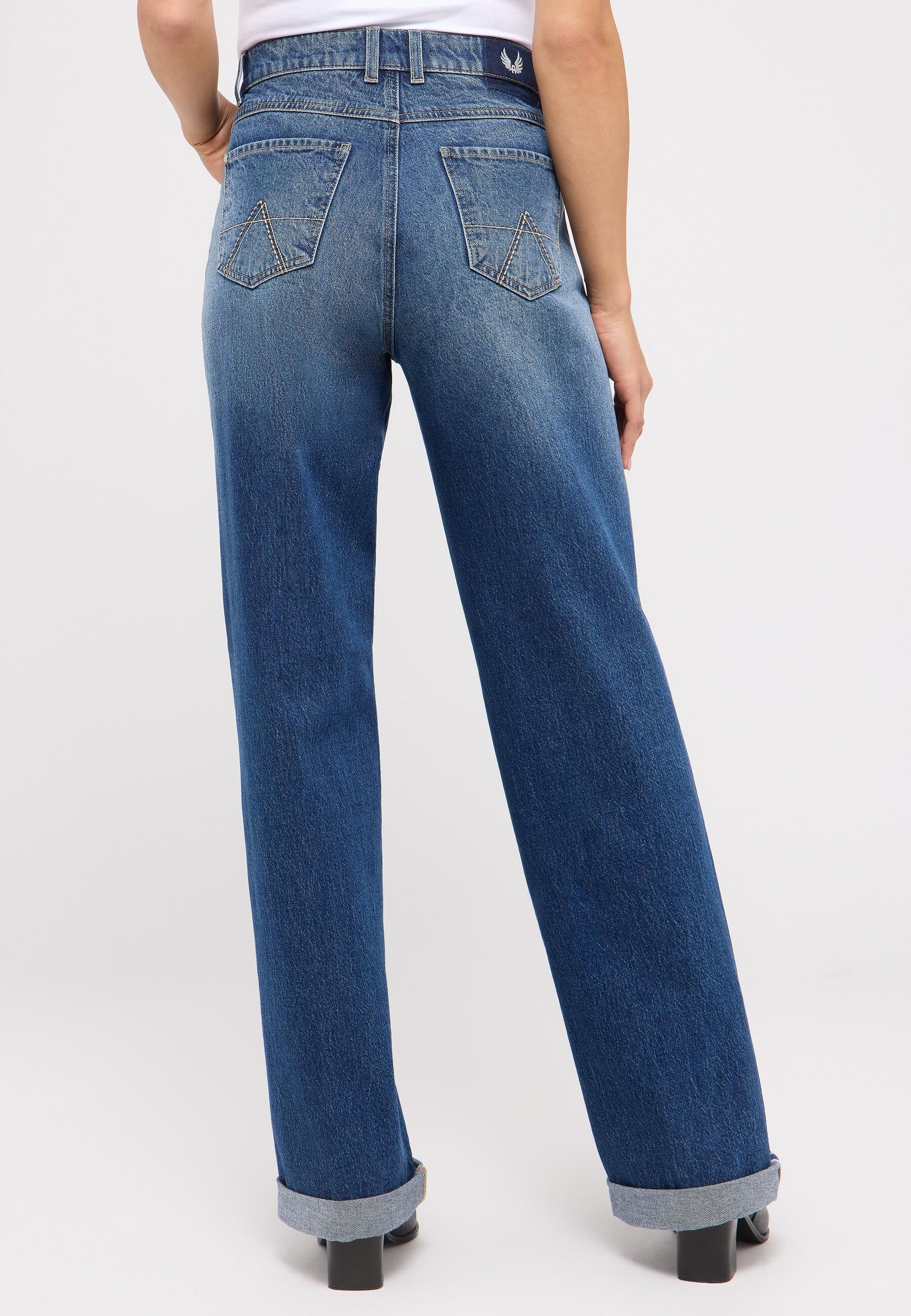 Jeans SELVEDGE Wide Leg - 33758-mid blue random used - Blau