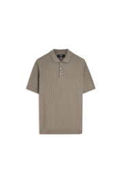 Strukturiertes Strickpoloshirt - 85-grUEn - Khaki