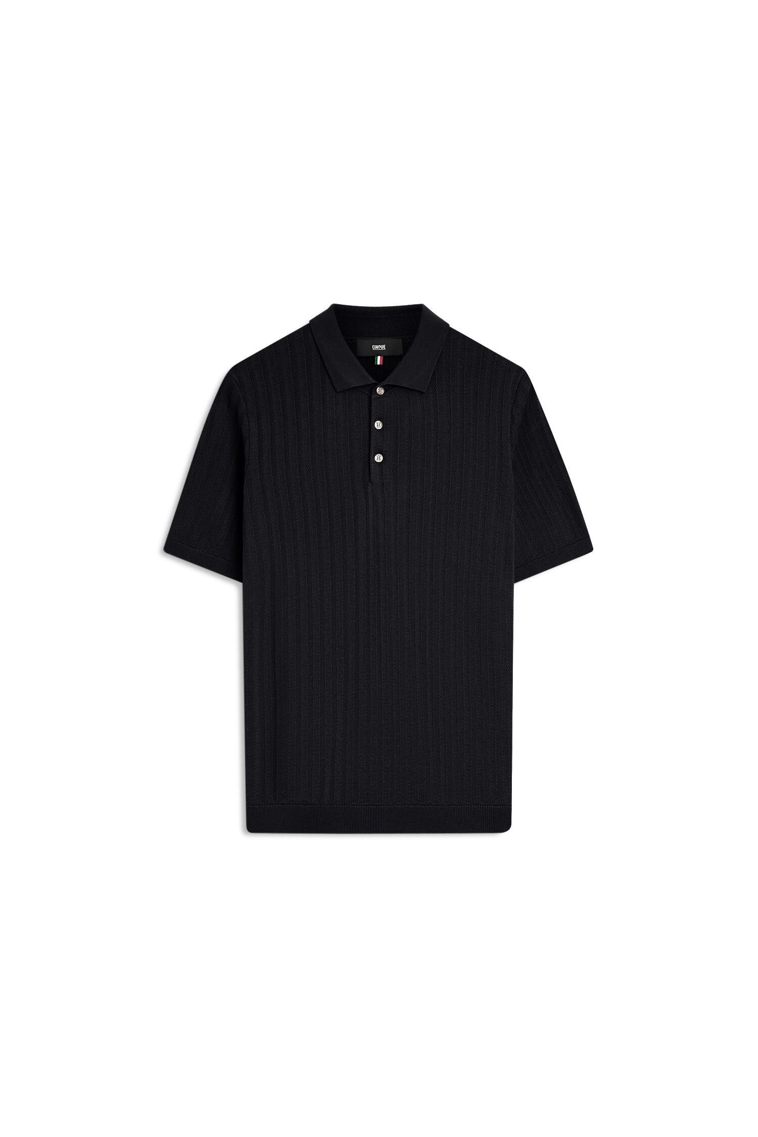 Strukturiertes Strickpoloshirt - 69-dunkelblau - Blau