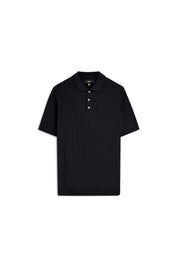 Strukturiertes Strickpoloshirt - 69-dunkelblau - Blau