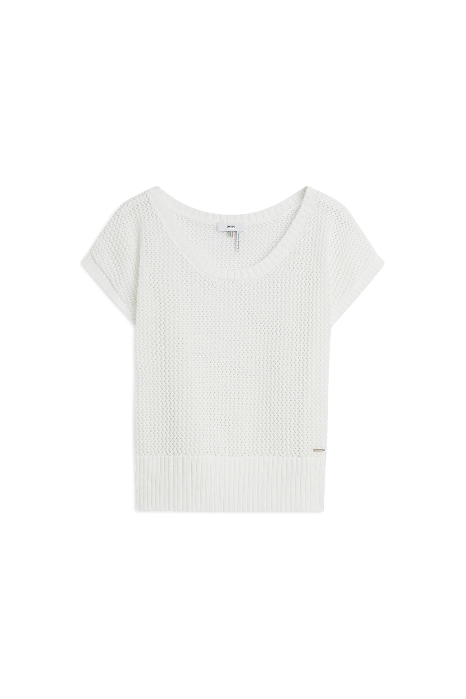 Strick-T-Shirt aus Baumwollmix - 02-weiSS - Weiß