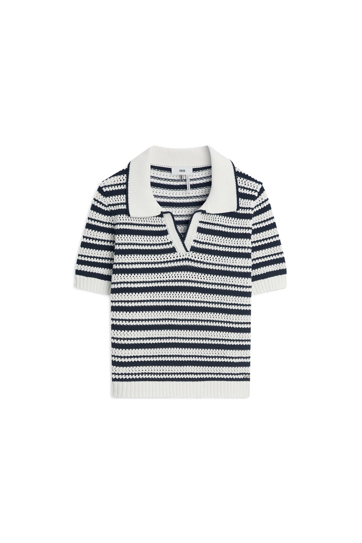 Strick-Poloshirt CINTARI - 69-dunkelblau - Weiß