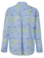 Bluse gemustert aus Baumwolle - 867-sky blue multicolor - Blau