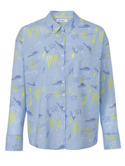 Bluse gemustert aus Baumwolle - 867-sky blue multicolor - Blau