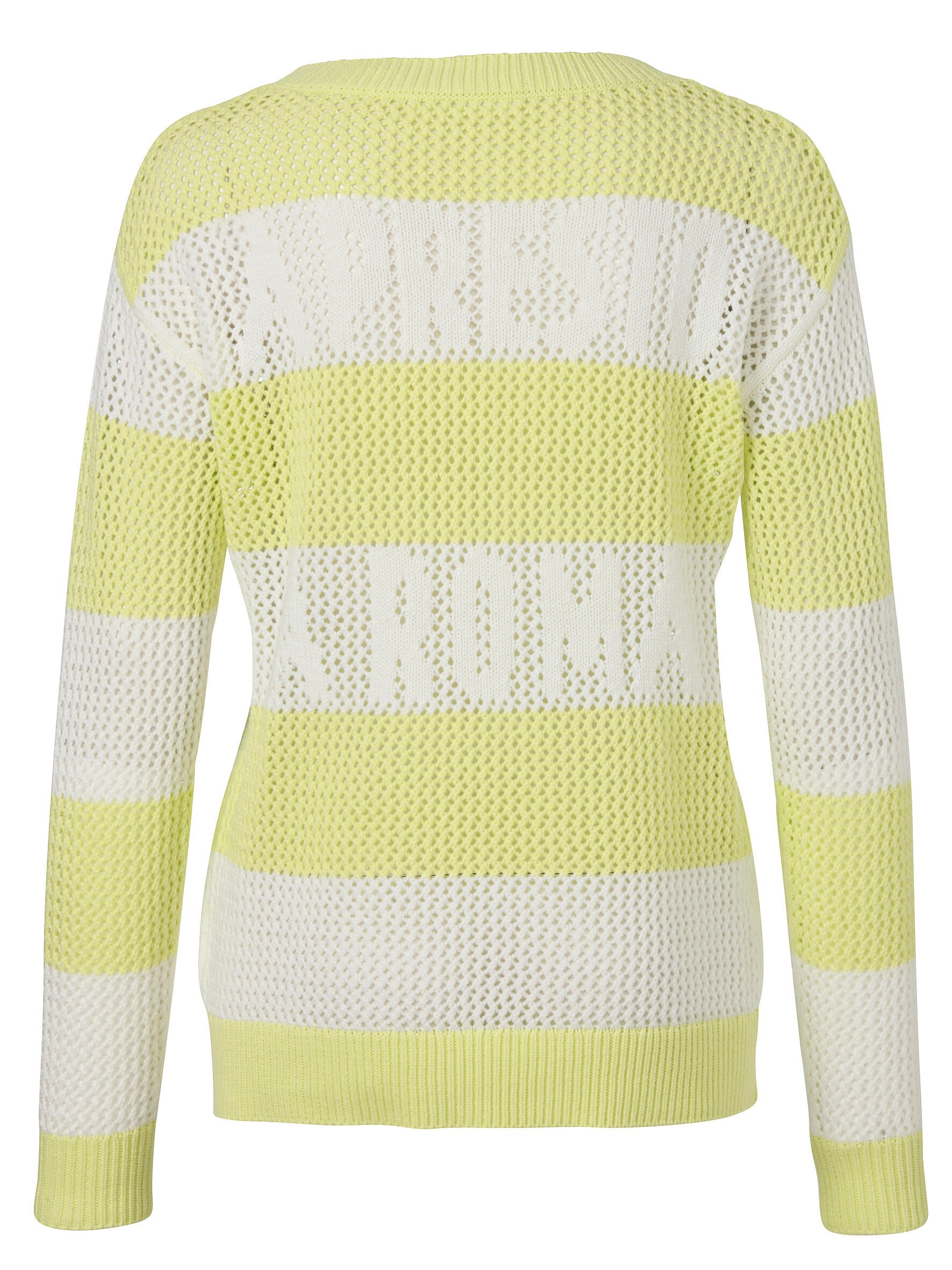 Strickpullover aus Baumwollmix - 474954-lime / offwhite - Grün