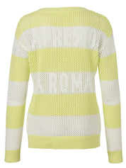 Strickpullover aus Baumwollmix - 474954-lime / offwhite - Grün
