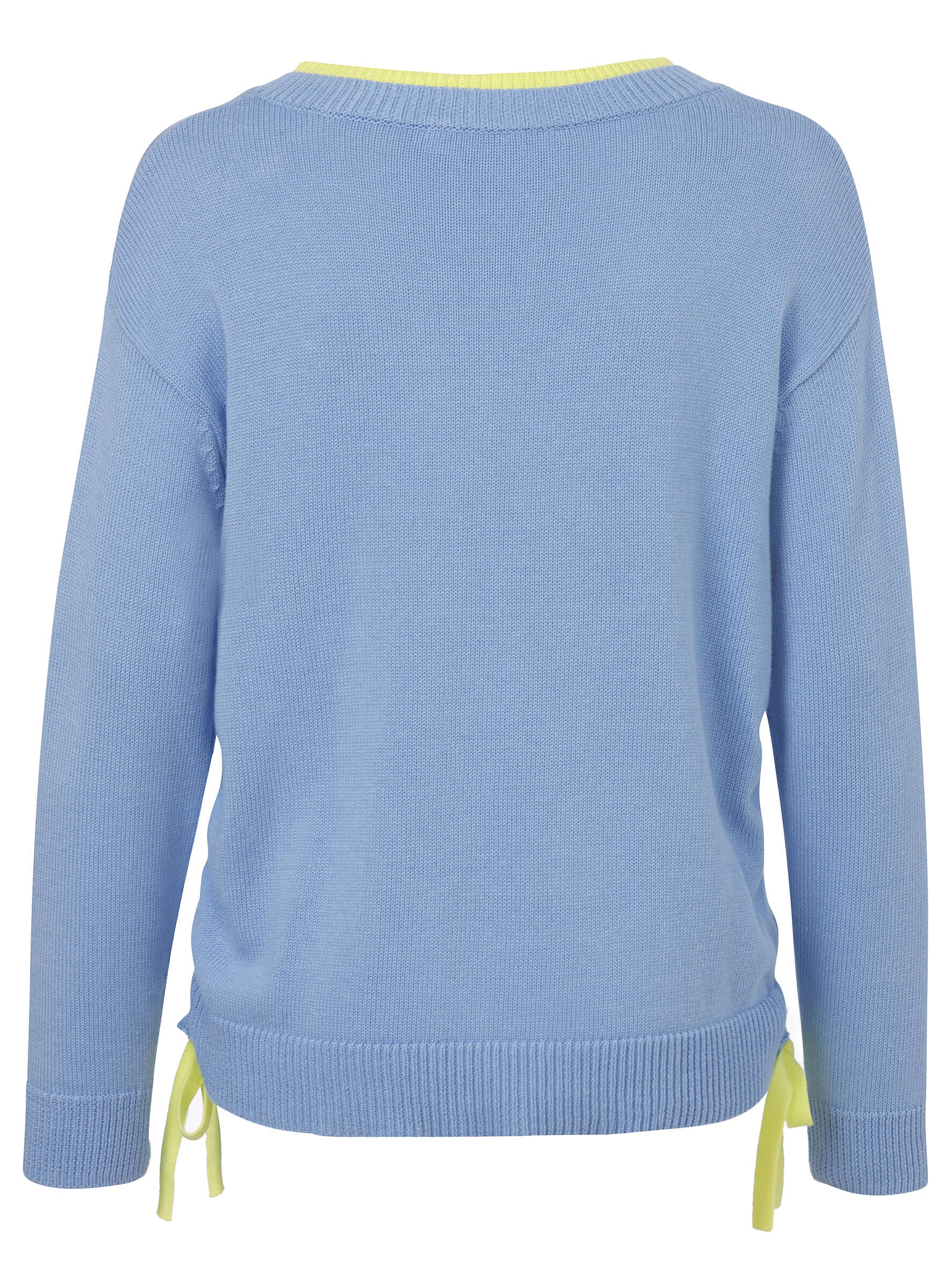 Strickpullover aus Baumwollmix mit Brosche - 864474-sky blue / lime - Blau