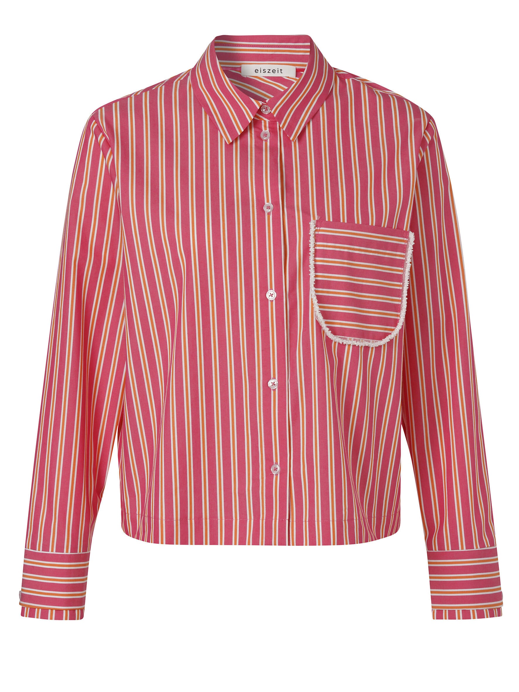 Bluse gestreift aus Baumwollmix - 677-fuchsia multicolor - Pink