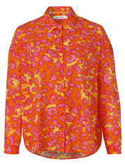 Bluse gemustert aus Baumwolle - 677-fuchsia multicolor - Orange