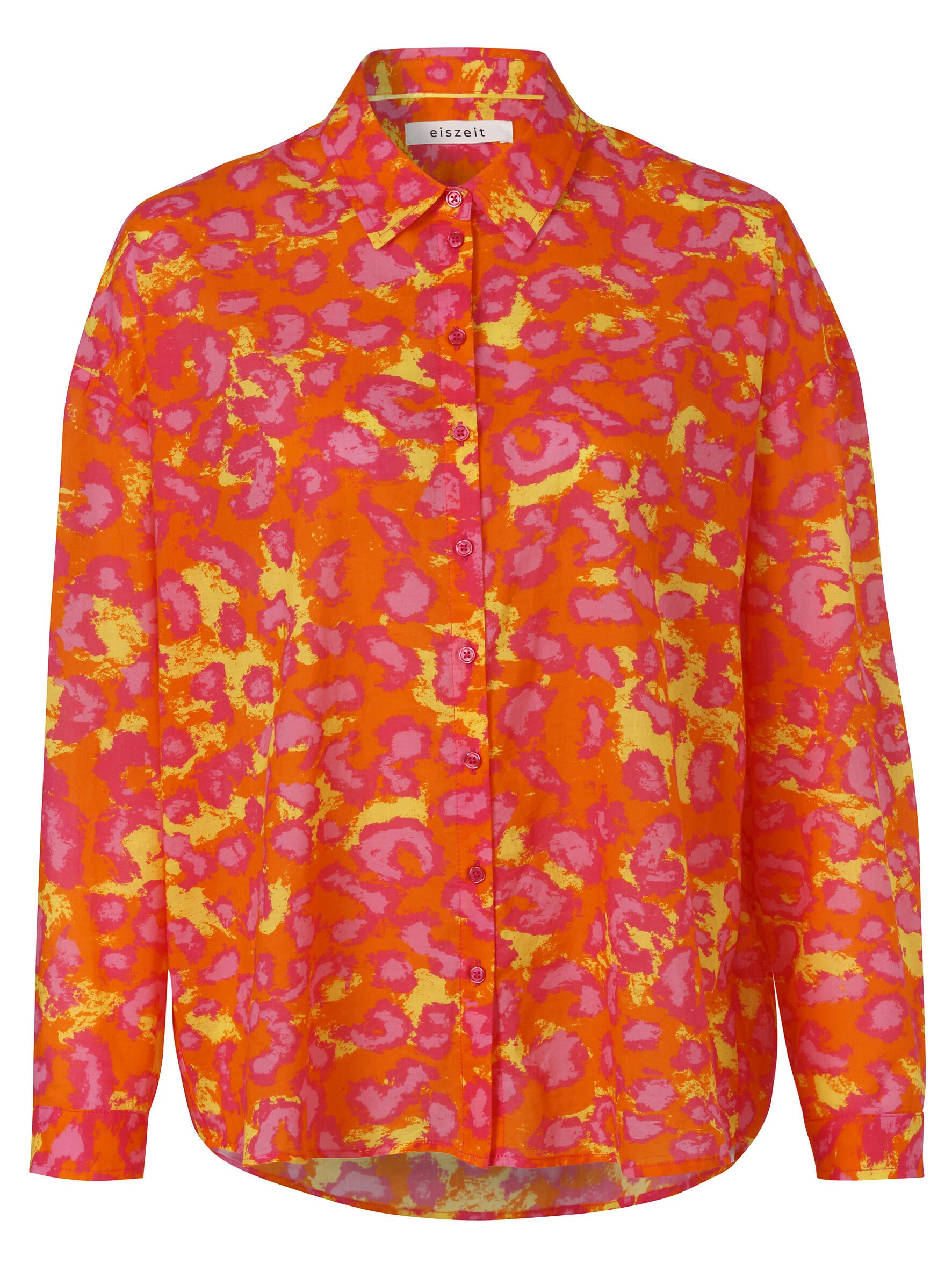 Bluse gemustert aus Baumwolle - 677-fuchsia multicolor - Orange