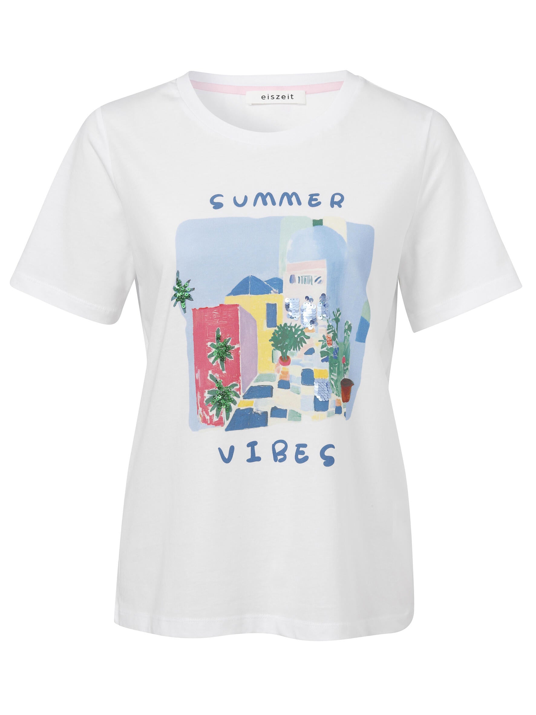 T-Shirt aus Baumwolle - 997-white multicolor - Weiß