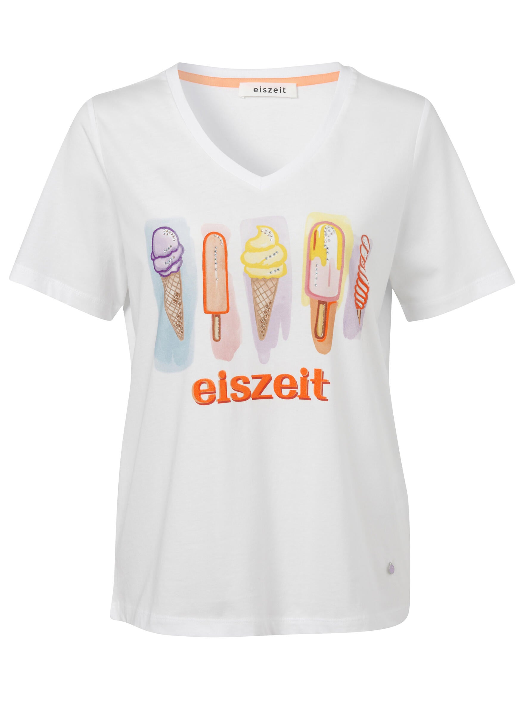 T-Shirt aus Baumwolle - 997-white multicolor - Weiß