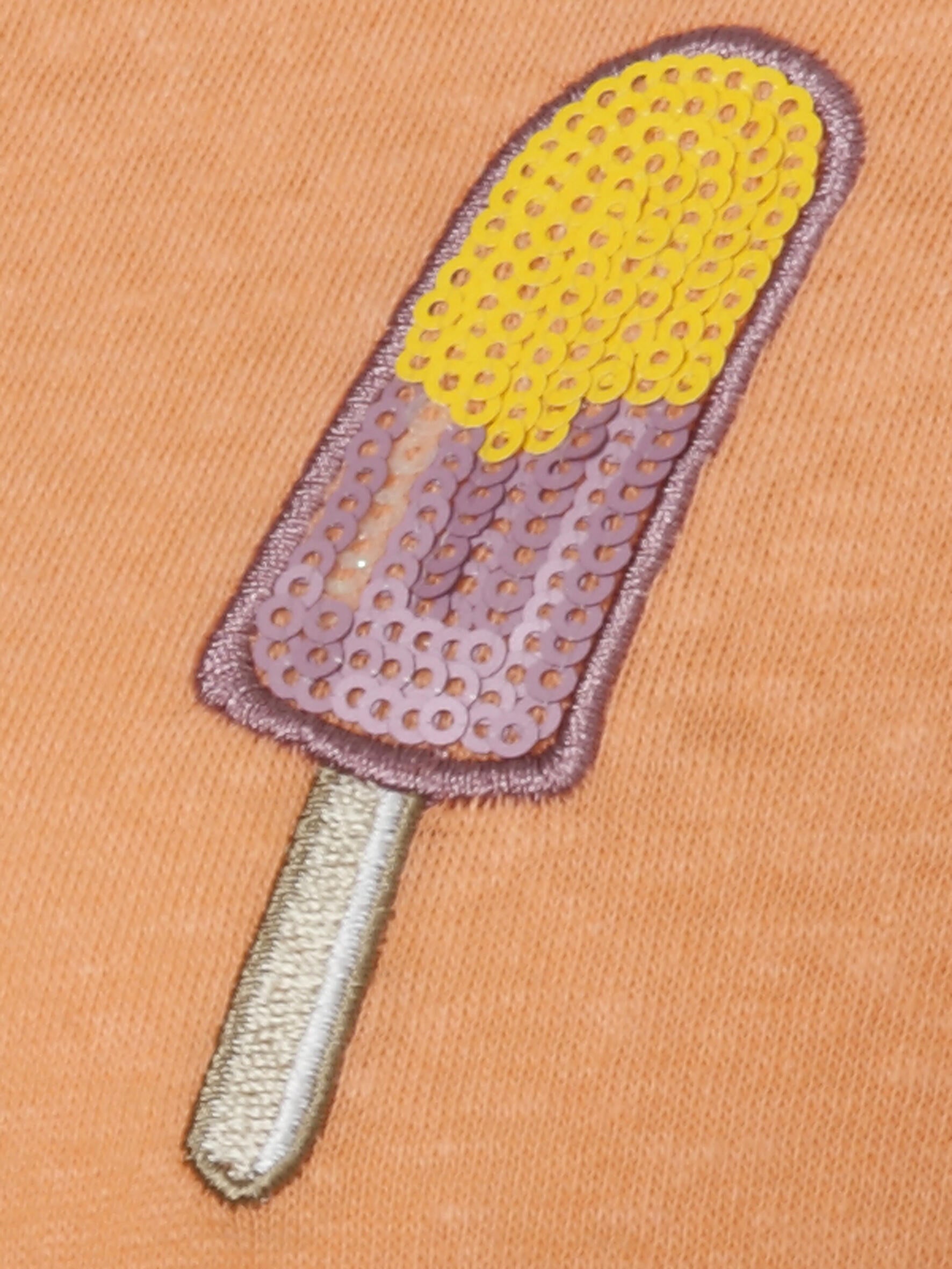 T-Shirt aus Leinenmix - 387-coral multicolor - Orange