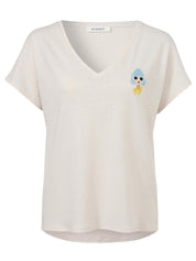 T-Shirt aus Leinenmix - 787-powder multicolor - Rosa