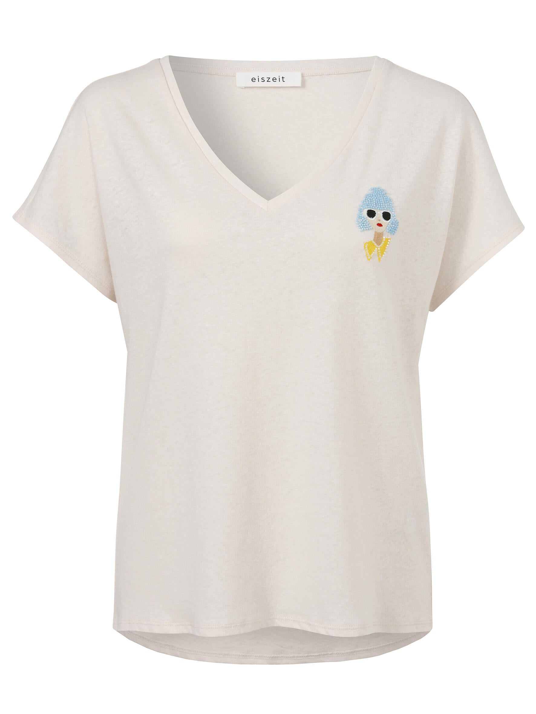 T-Shirt aus Leinenmix - 787-powder multicolor - Rosa