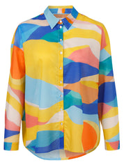 Bluse aus Baumwolle - 847-river blue multicol - Mehrfarbig