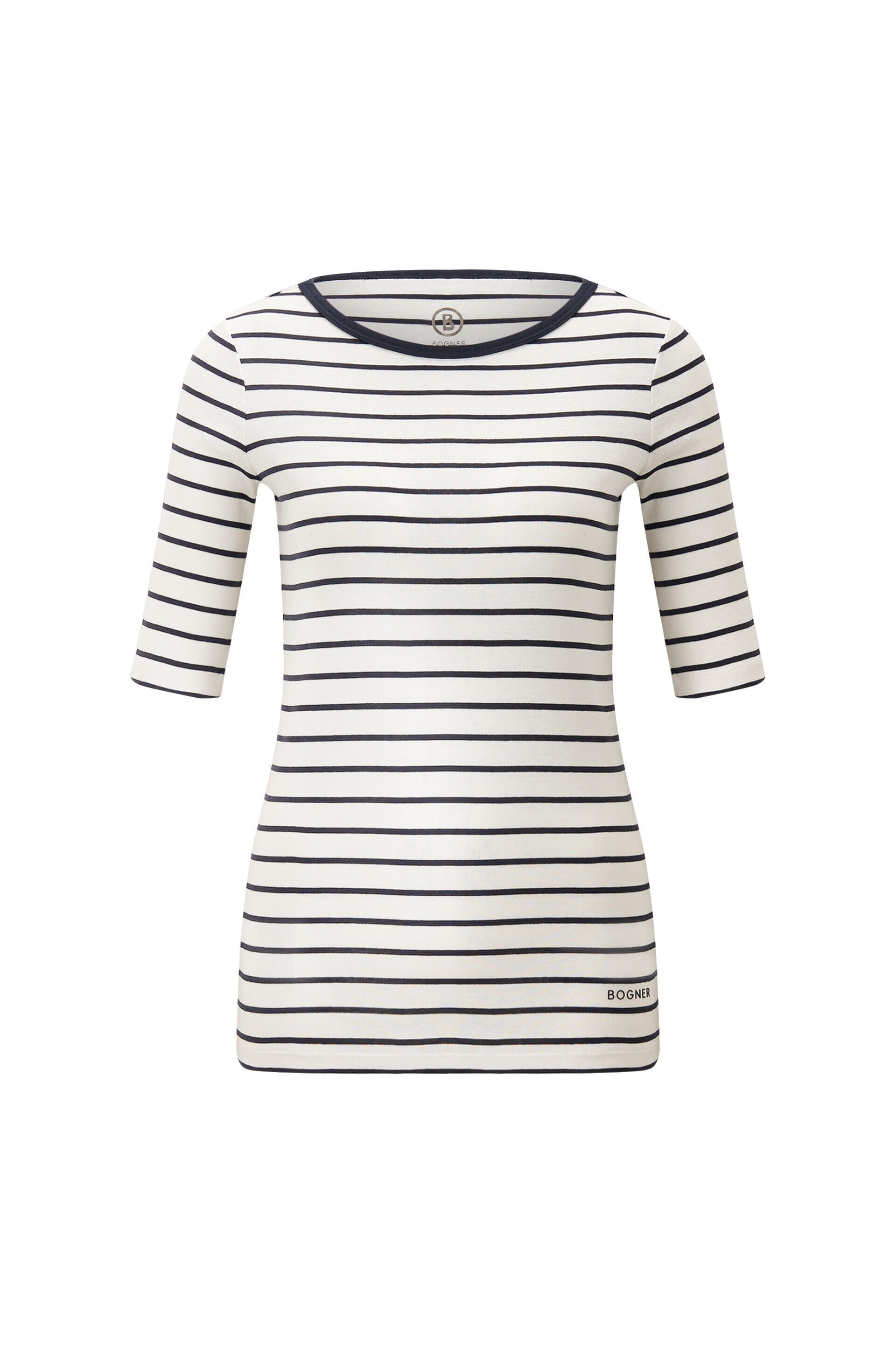 Gestreiftes T-Shirt aus Baumwolle - S75 - Blau | Weiß