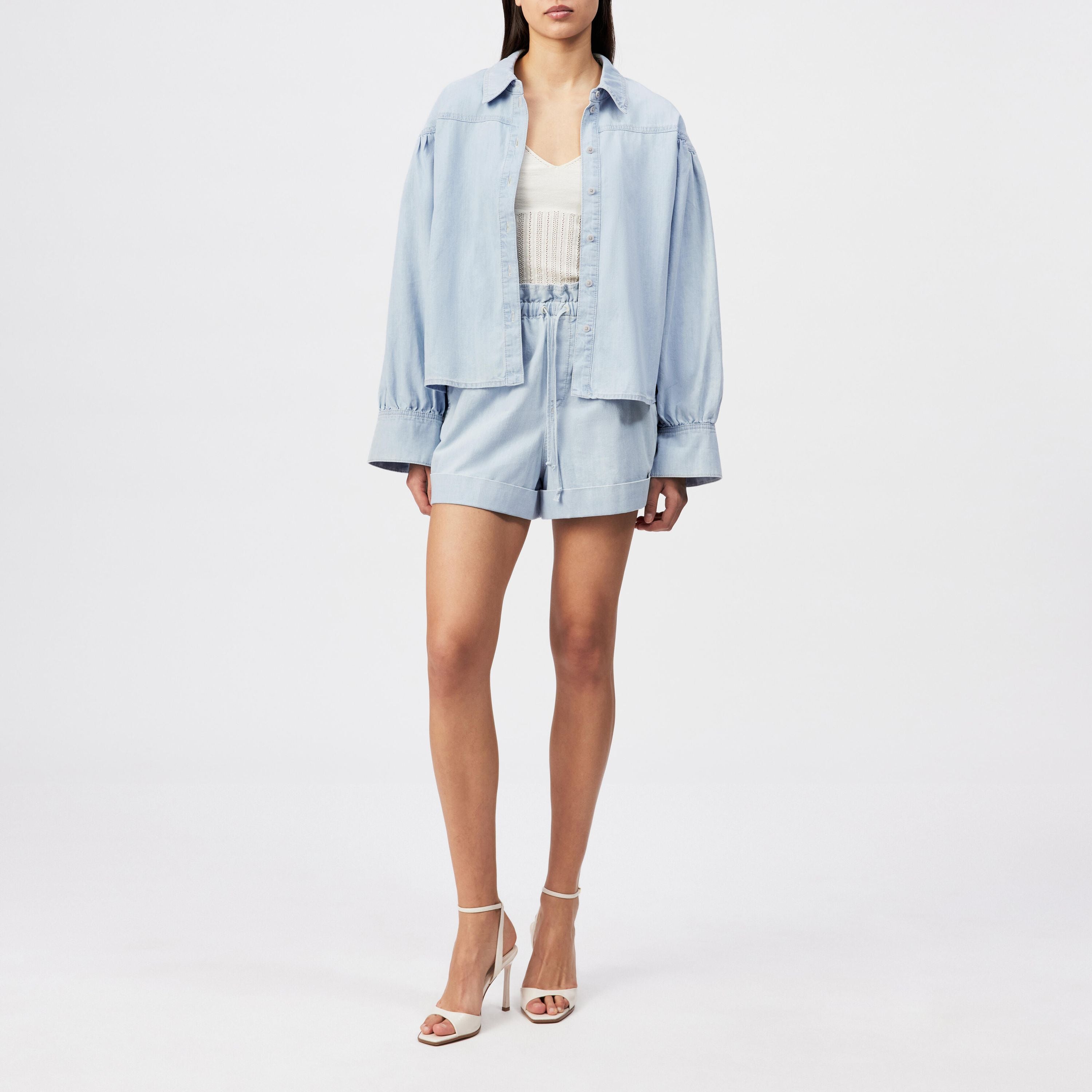 Bluse SELENI aus Baumwolle - 3700 - Blau