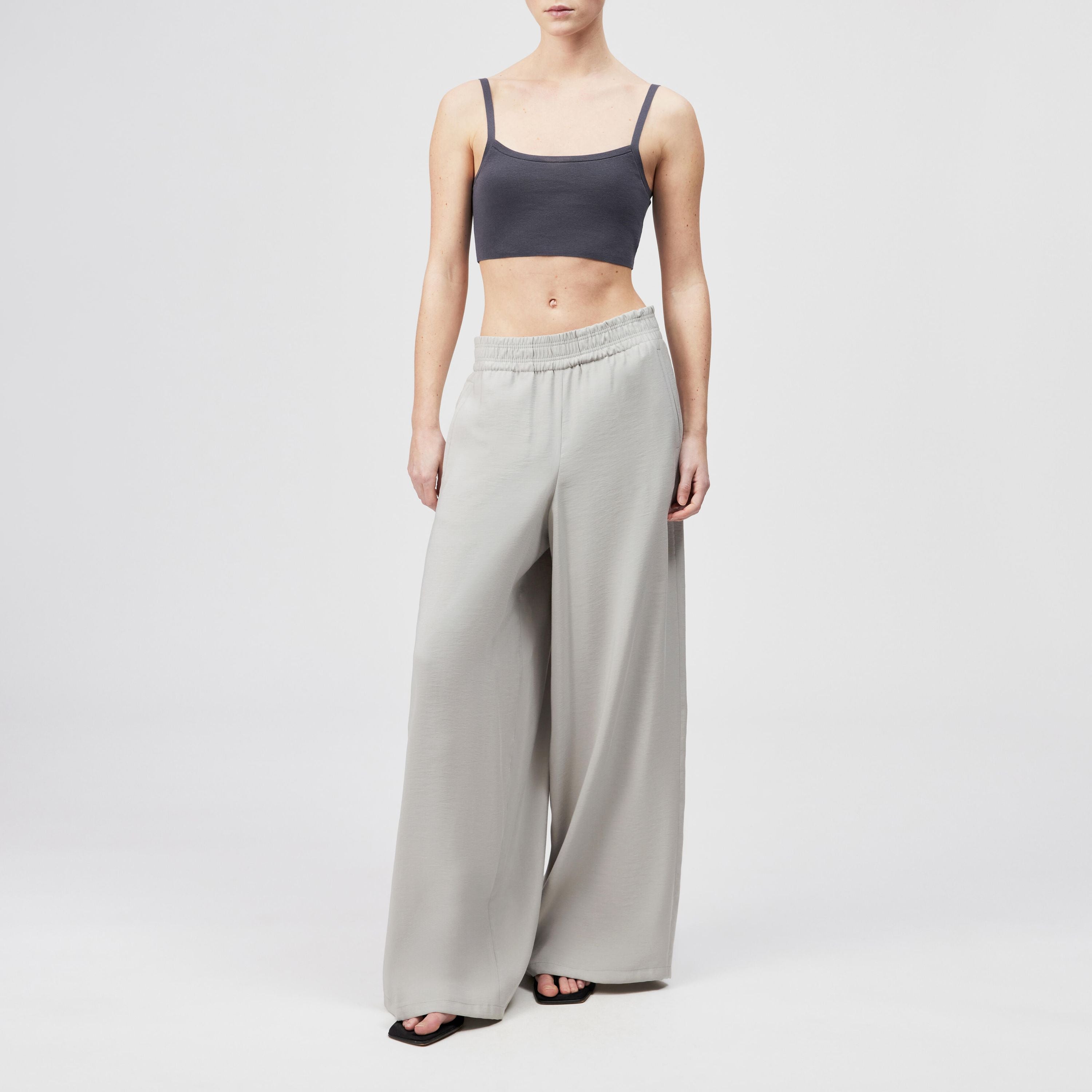 Hose Wide Leg in fließendem Twill - 6502 - Grau
