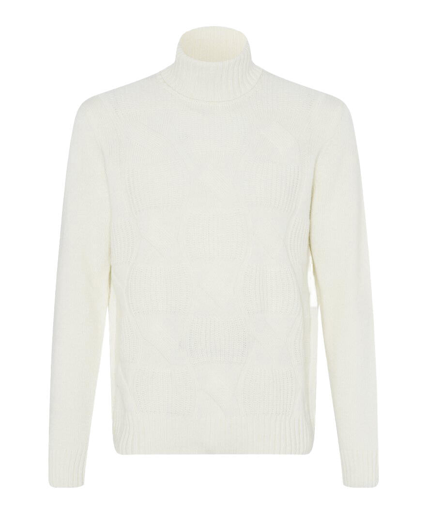 Strickpullover mit Rollkragen - 98-offwhite - Weiß