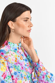 Bluse floral aus Baumwollmix - 702-bluebelle - Blau