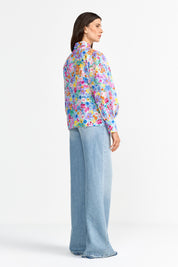 Bluse floral aus Baumwollmix - 702-bluebelle - Blau