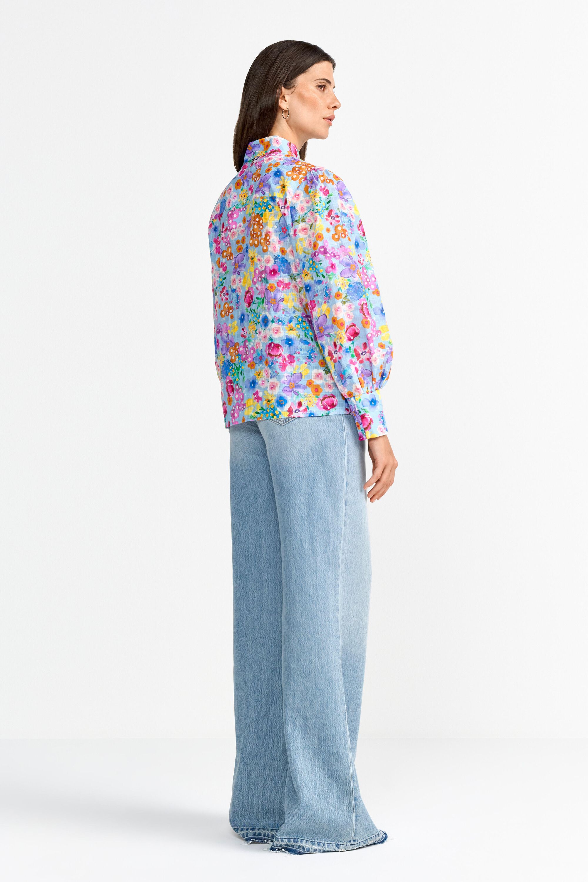 Bluse floral aus Baumwollmix - 702-bluebelle - Blau