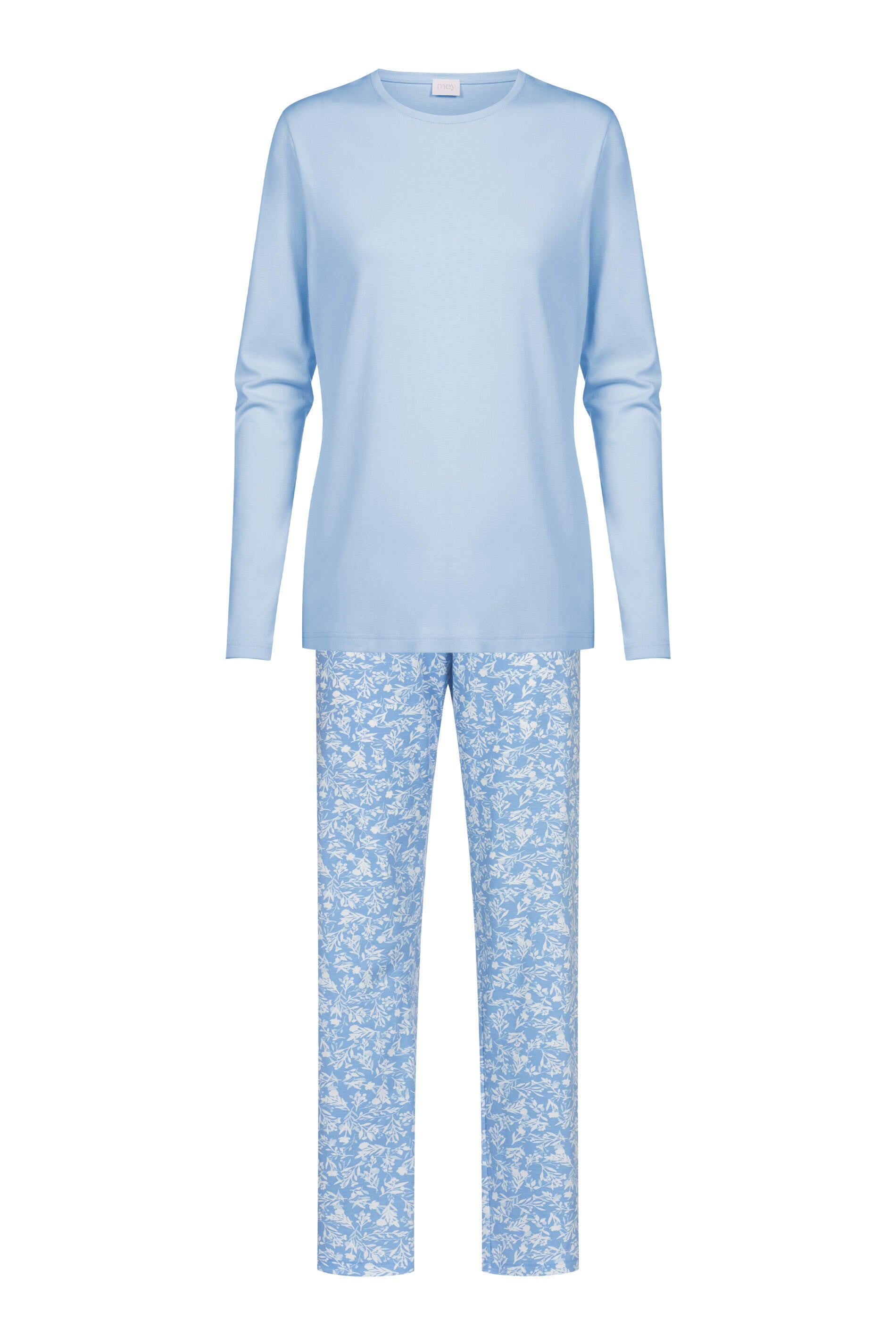 Langer Schlafanzug aus Baumwolle - 1116-blue silk - Blau