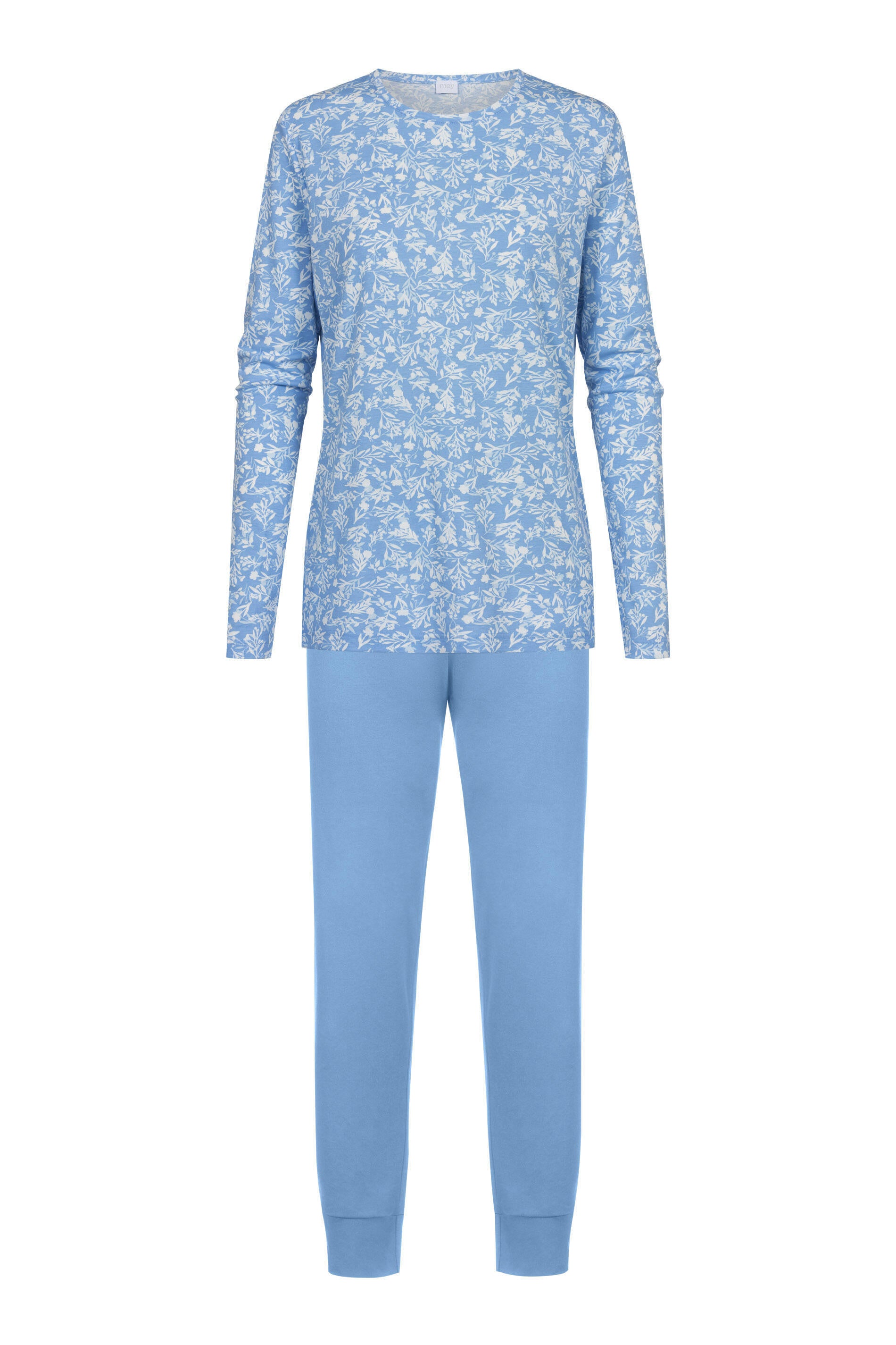 Langer Schlafanzug aus Baumwolle - 1116-blue silk - Blau