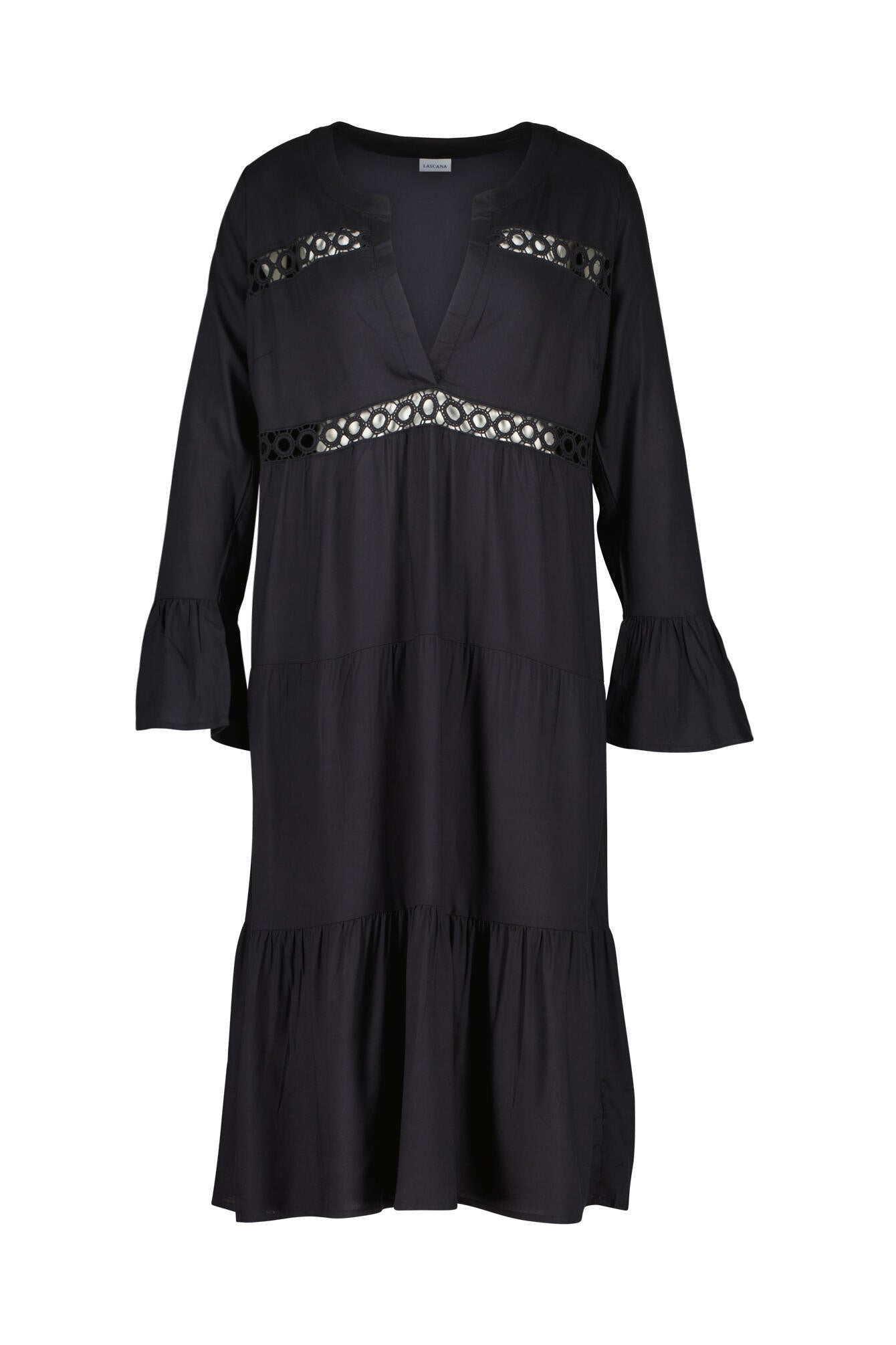 Strandkleid Midi aus Viskose - 4688-schwarz - Schwarz